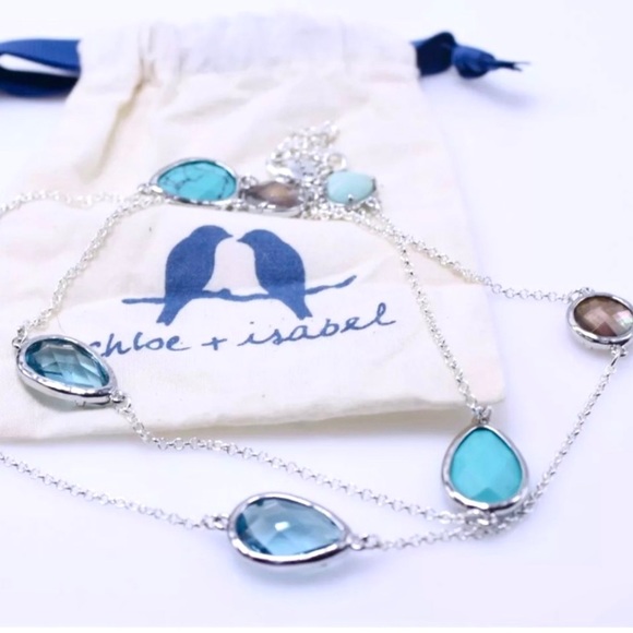 Chloe + Isabel 34” Necklace Faceted Beads UNIQUE Silver - Picture 5 of 9